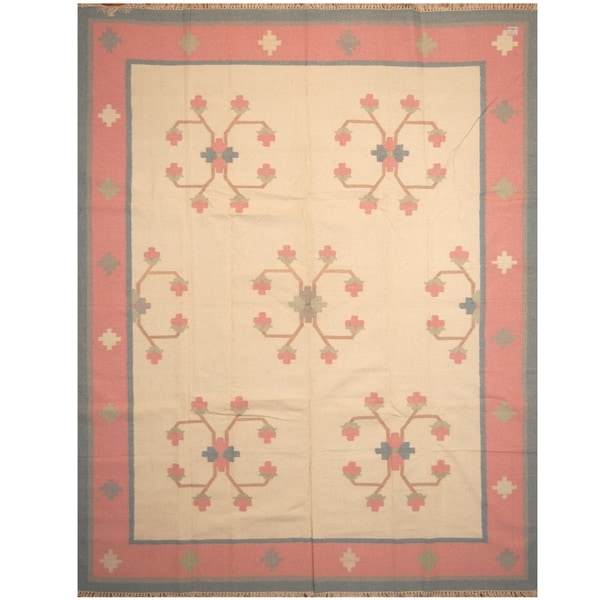 Handmade One-of-a-Kind Wool Kilim (India) - 9'4 x 12'