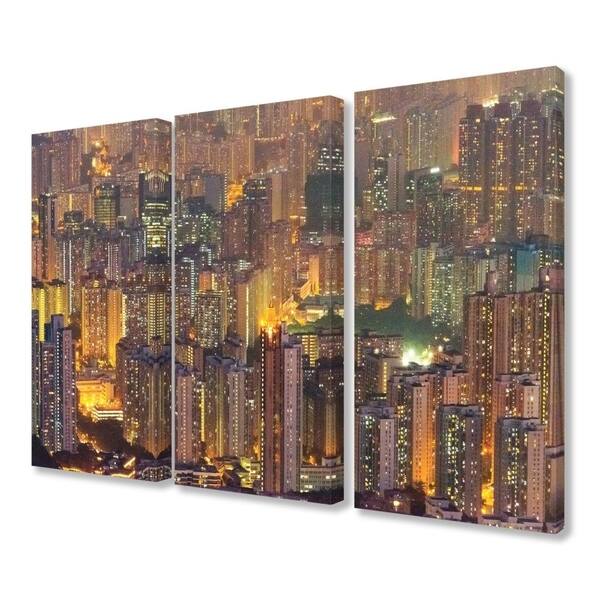 Shop The Stupell Home Decor Collection Aerial View Of Hong Kong At Dusk 16 X 24 Proudly Made In Usa Multi Color 16 X 24 Overstock 28273932