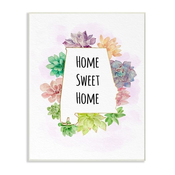 The Stupell Home Decor Collection Alabama State Home Sweet Home Succulent Vignette, 10 x 15, Proudly Made in USA - Multi-Color