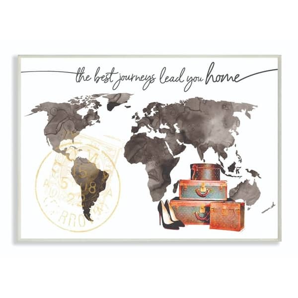 Stupell World Map The Best Journeys Lead You Home Fashion, 10 x 15