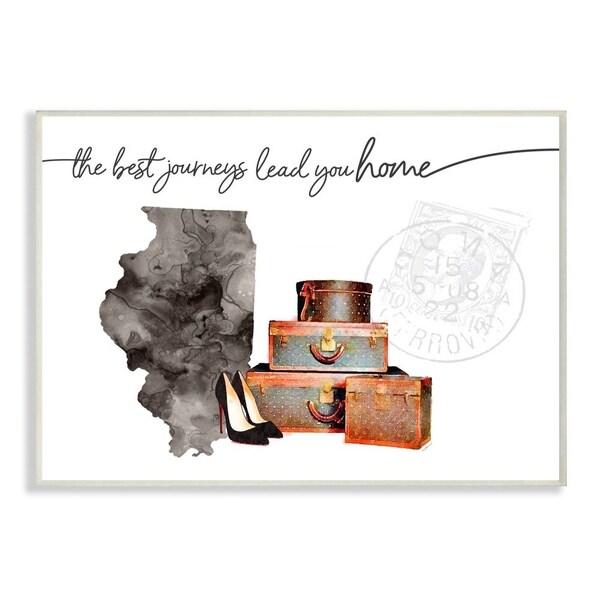 The Stupell Home Decor Collection Illinois State The Best Journeys Lead You Home Fashion, 10 x 15, Proudly Made in USA