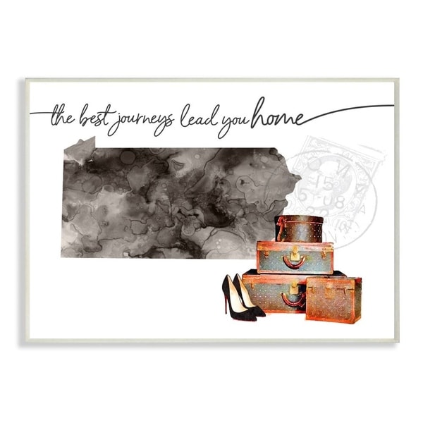 The Stupell Home Decor Collection Pennsylvania State The Best Journeys Lead You Home Fashion, 10 x 15, Proudly Made in USA