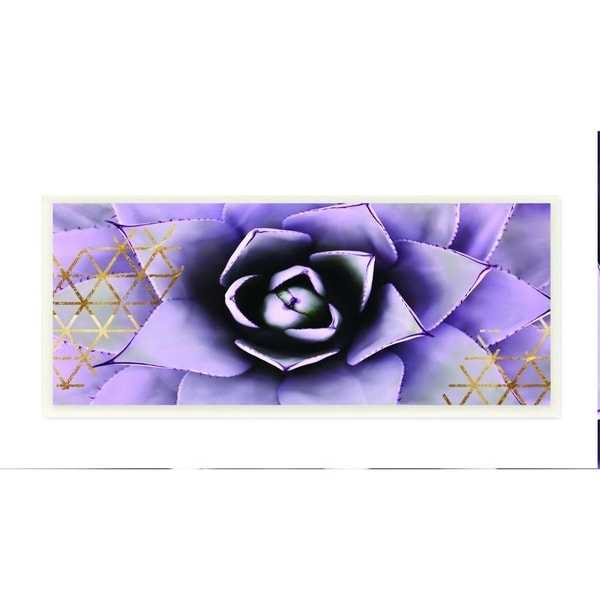 The Stupell Home Decor Collection Close Up Purple Succulent With Gold Patterns Photography, 7 x 17, Proudly Made in USA