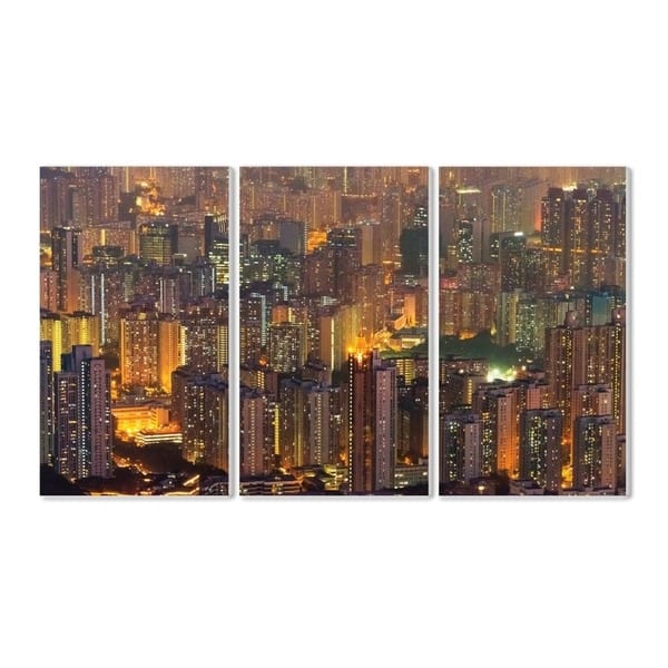 Stupell Home Decor Aerial View of Hong Kong at Dusk 3pc Multi ...