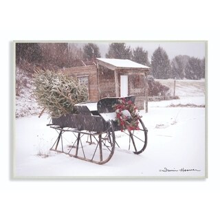 The Stupell Home Decor Collection Snow Sleigh with Tree and Wreath Photograph, 12 x 18, Proudly Made in USA