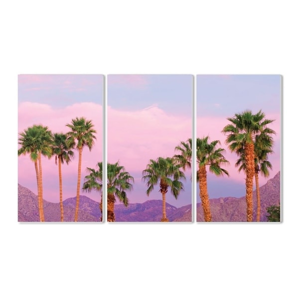 The Stupell Home Decor Collection Californian Fan Palms and Mountain Range, 11 x 17, Proudly Made in USA - Multi-Color - 11 x 17
