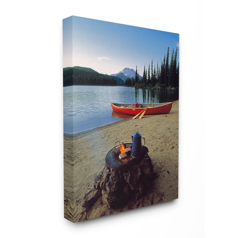 The Stupell Home Decor Collection Canoes and Camping at Lake, 16 x 20, Proudly Made in USA - Multi-Color
