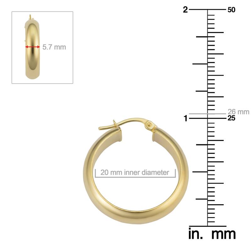 14k Yellow Gold Polished D-shape Round Hoop Earrings