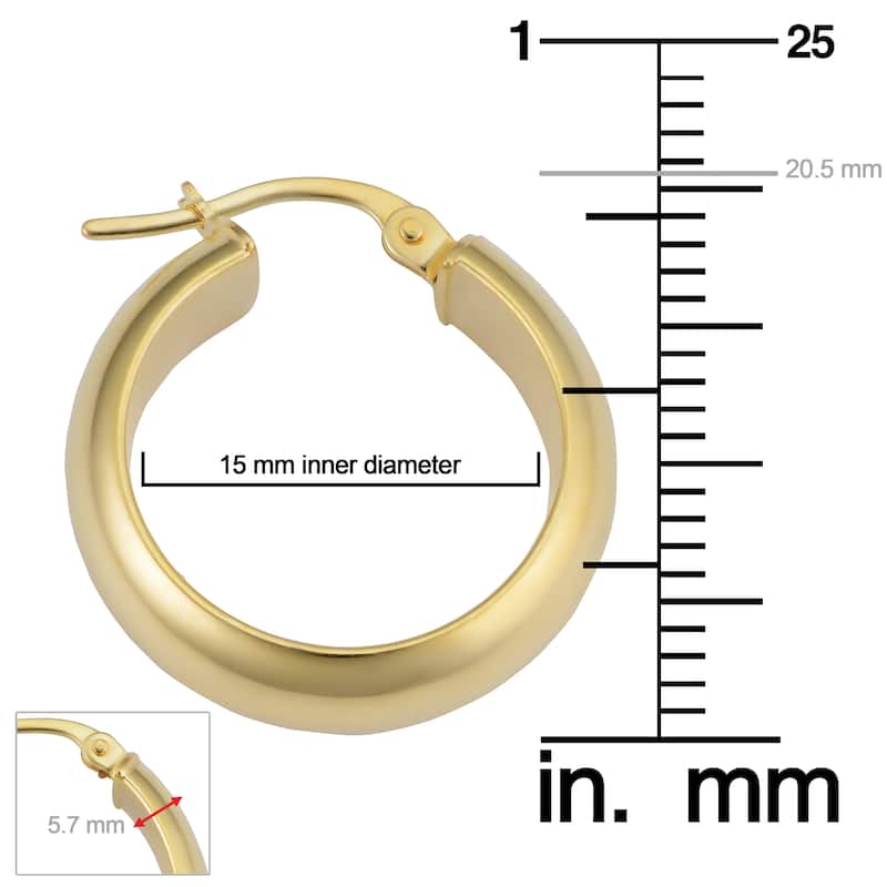 14k Yellow Gold Polished D-shape Hoop Earrings