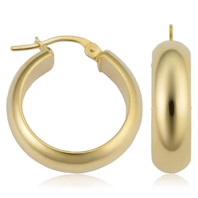 14k Yellow Gold Polished D-shape Hoop Earrings