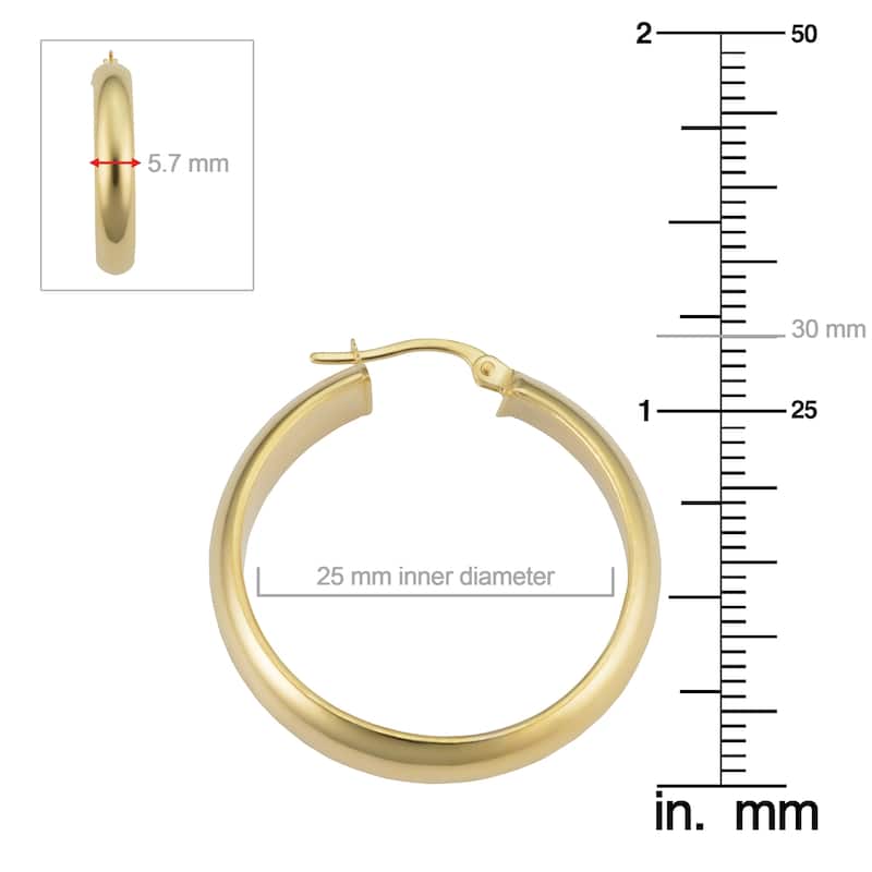 14k Yellow Gold Bold Round Hoop Earrings