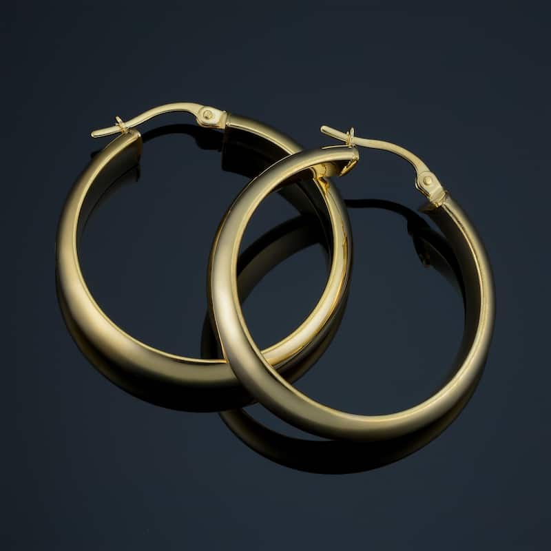 14k Yellow Gold Bold Round Hoop Earrings