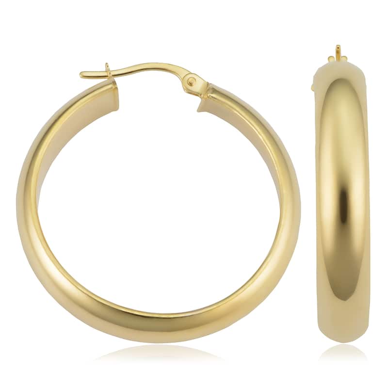 14k Yellow Gold Bold Round Hoop Earrings