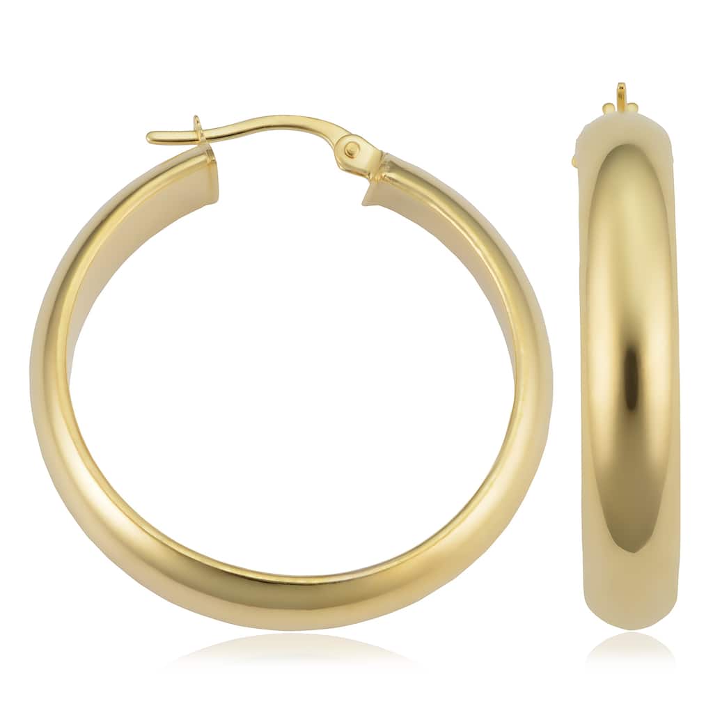 14k Yellow Gold Bold Round Hoop Earrings