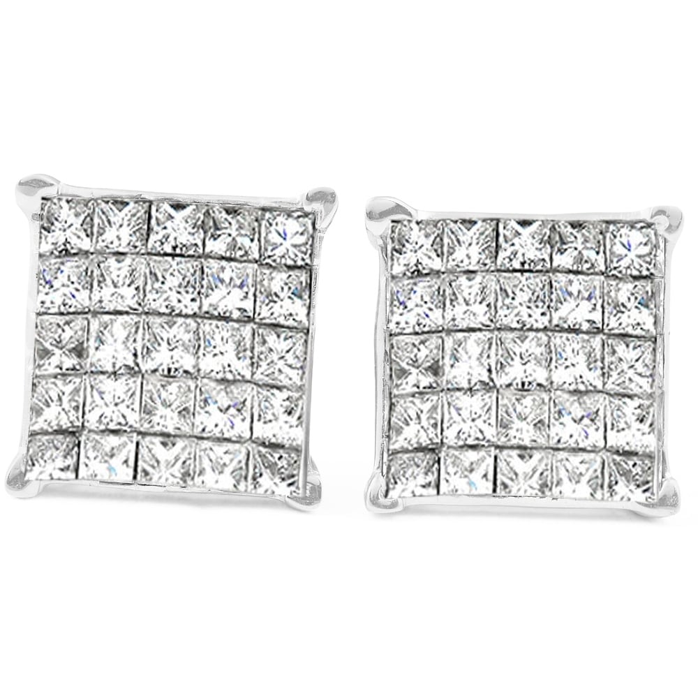 1/4cttw Diamond Cluster Screw Back Studs in 10k White Gold Womens Earrings 