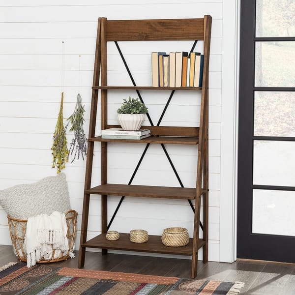 Shop The Gray Barn 68 Inch Solid Pine Wood Ladder Bookshelf On