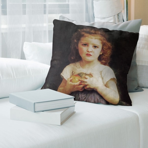 Porch & Den William-Adolphe Bouguereau 'Little Girl with Apples' Throw Pillow