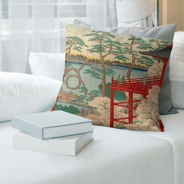 Porch & Den Utagawa Hiroshige 'Kiyomizu Hall and Shinobazu Pond at Ueno' Throw Pillow