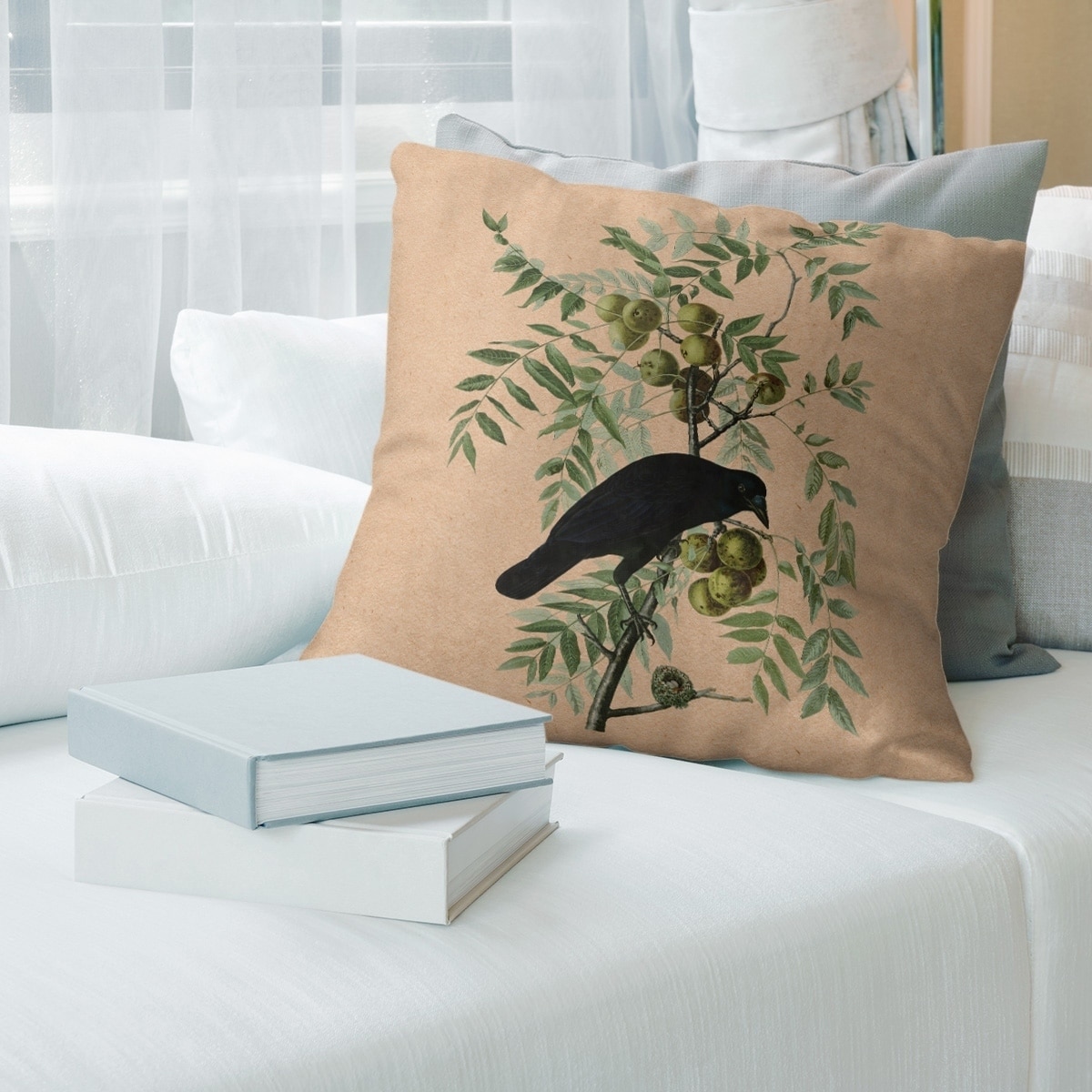 Porch & Den John James Audubon 'American Crow' Throw Pillow