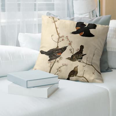 Porch & Den 'Red-winged Starling' by John James Audubon Throw Pillow