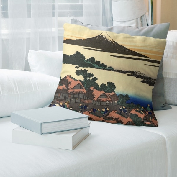 Porch & Den Katsushika Hokusai 'Dawn at Isawa in Kai Province' Throw Pillow
