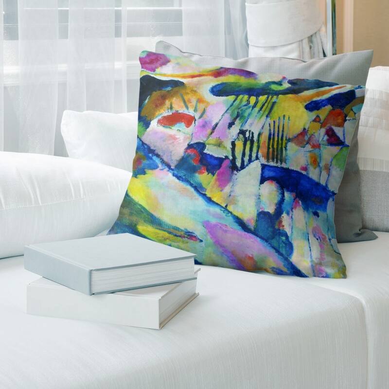 Porch & Den Wassily Kandinsky 'Landscape with Rain' Throw Pillow - 14 x 14 - Rainbow - Linen