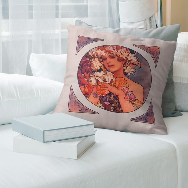 Porch & Den Alphonse Mucha 'Mucha Crown of Flowers' Throw Pillow. Opens flyout.