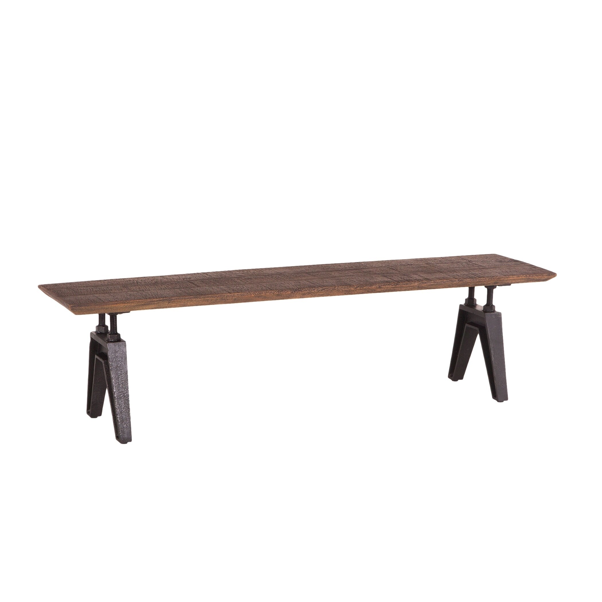 Dakota 68 Inch Mango Wood Dining Bench With Cast Iron Base Overstock 28274812