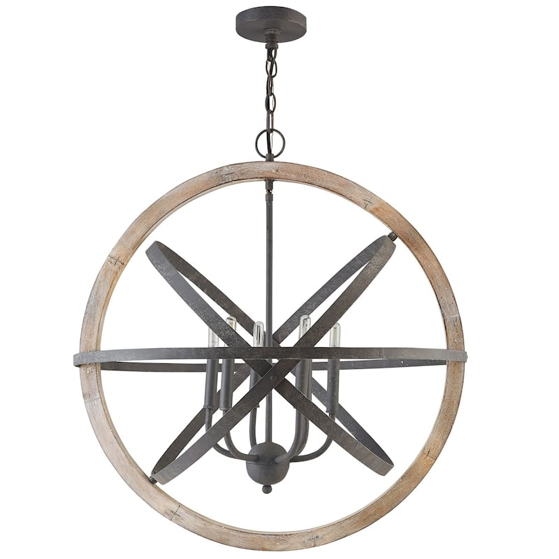 6-light Iron/Wood Pendant