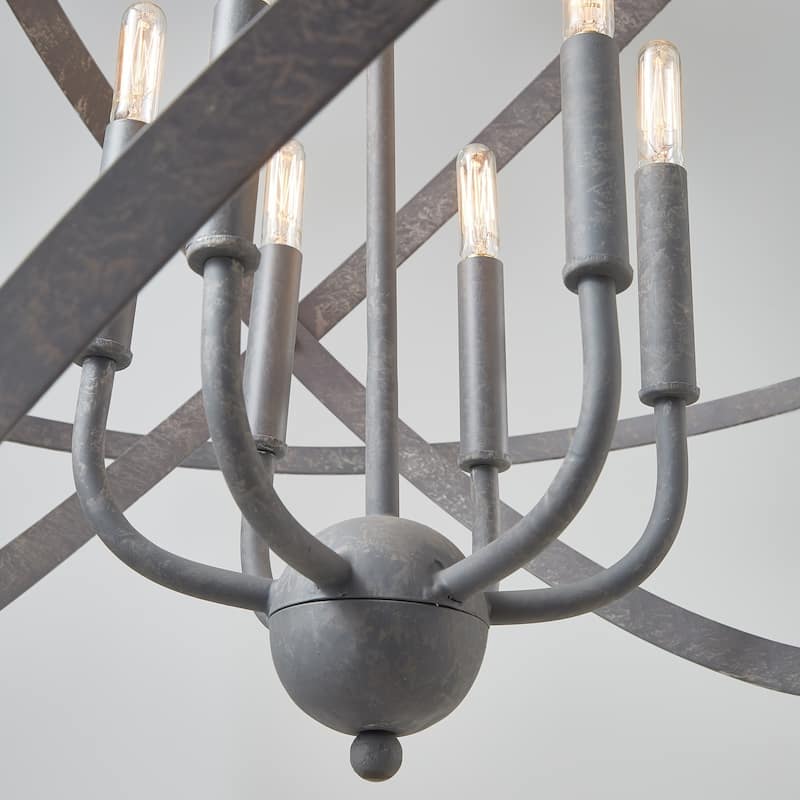 6-light Iron/Wood Pendant