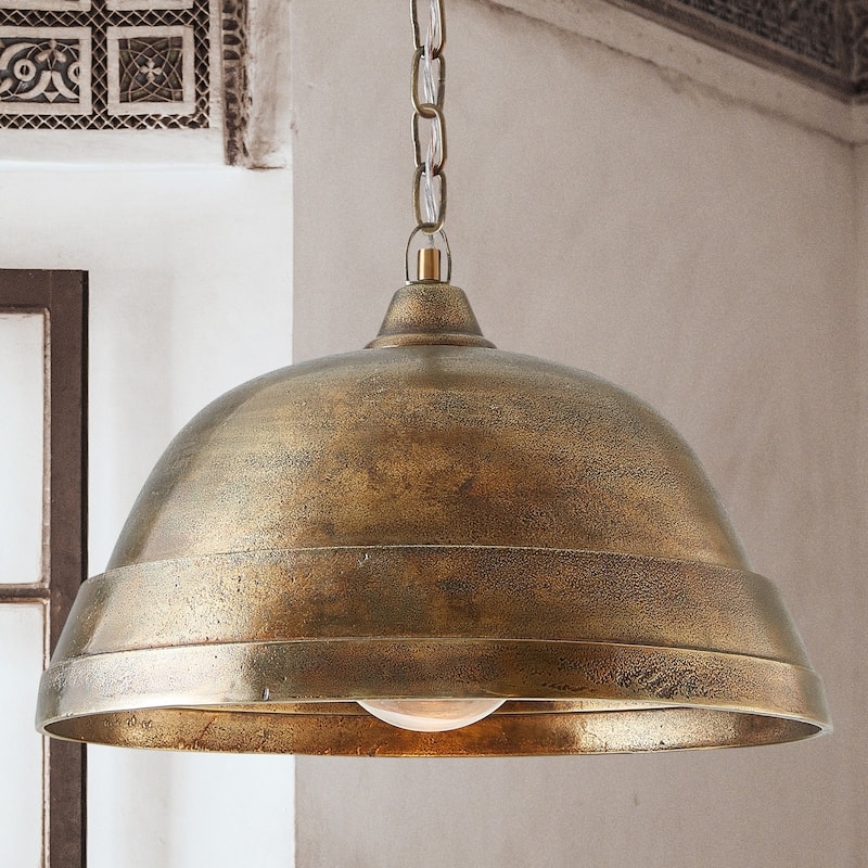 1-light Oxidized Brass Pendant