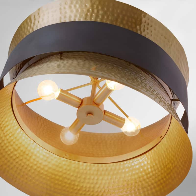 4-light Patinaed Brass/Dark Zinc Pendant