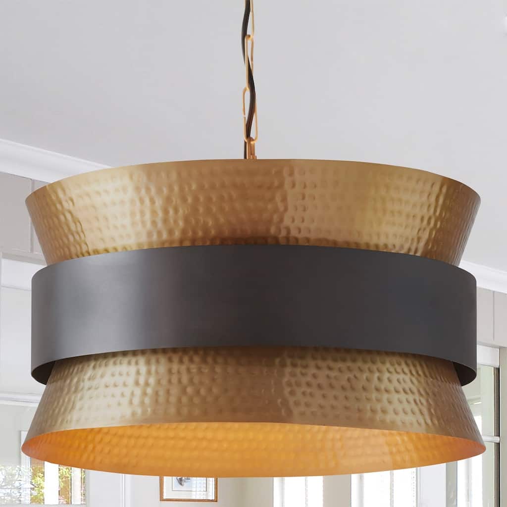 4-light Patinaed Brass/Dark Zinc Pendant