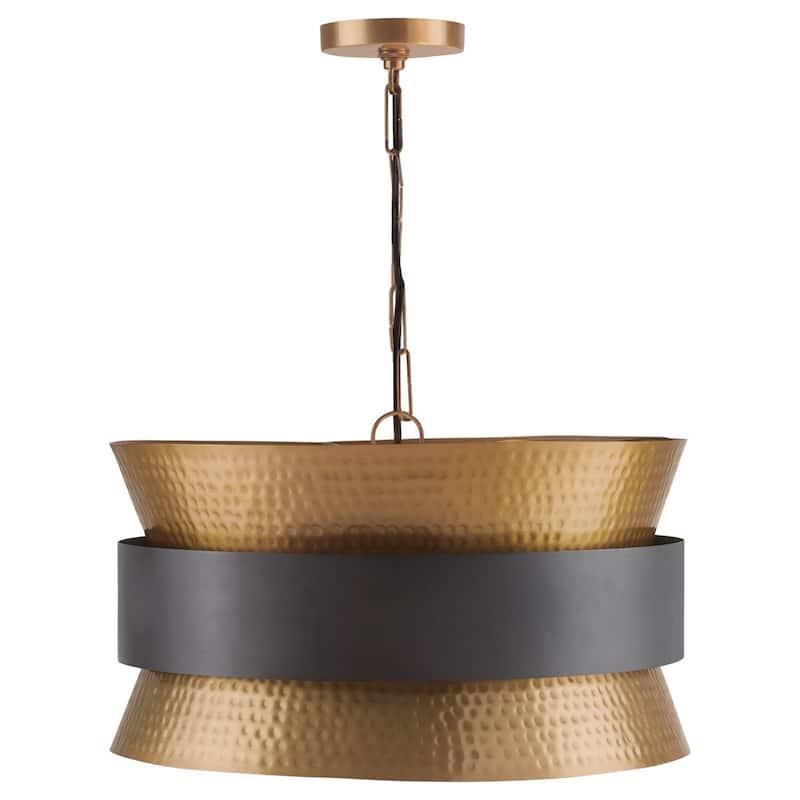 4-light Patinaed Brass/Dark Zinc Pendant