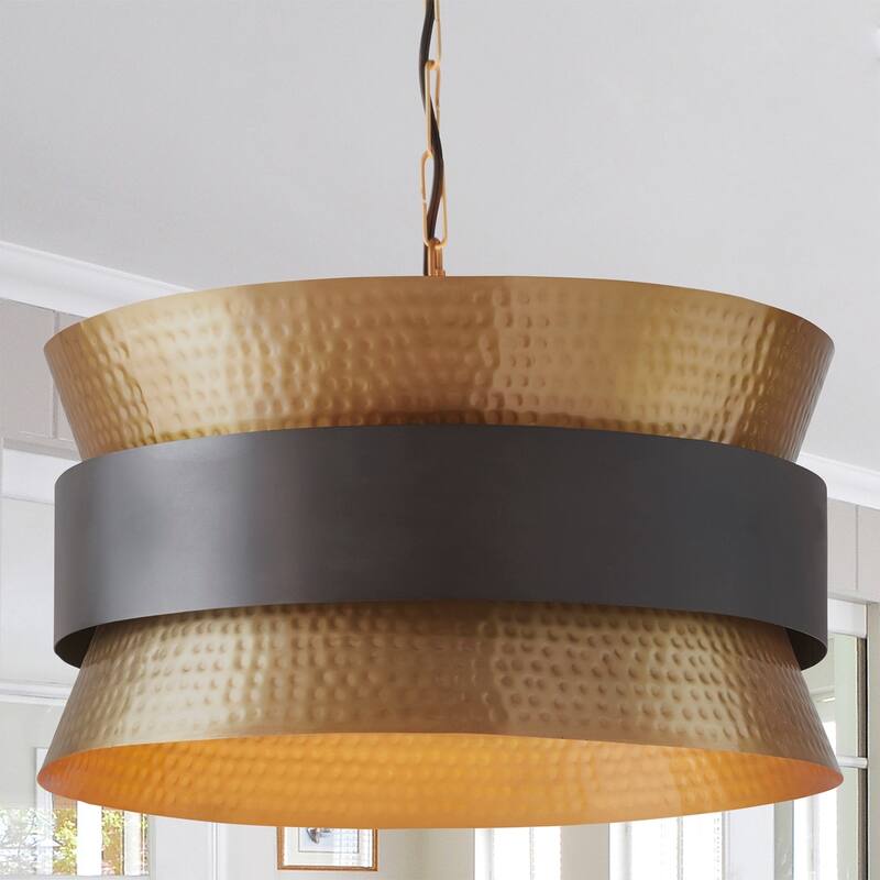 4-light Patinaed Brass/Dark Zinc Pendant - Dark Zinc/Patinaed Brass
