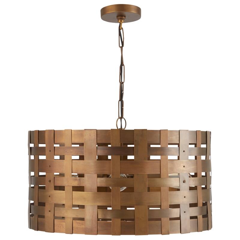 4-light Patinaed Brass Pendant