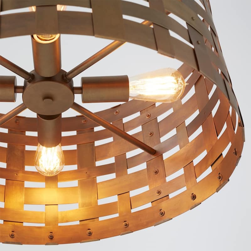 4-light Patinaed Brass Pendant