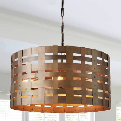 4-light Patinaed Brass Pendant