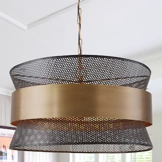 4-light Patinaed Brass/Black Pendant