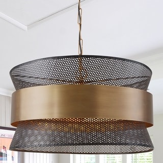 4-light Patinaed Brass/Black Pendant