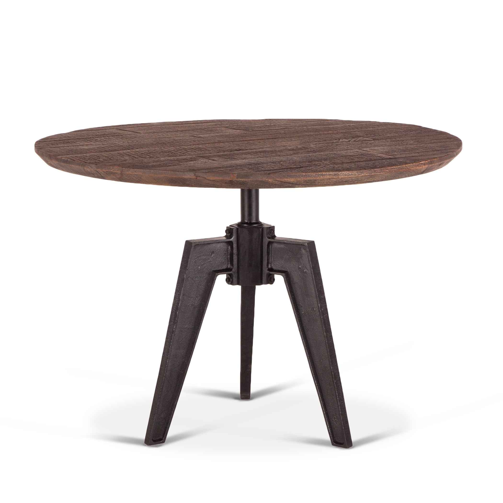Dakota 42 Inch Round Dining Table With Cast Iron Base Brown Dining Table With Cast Iron Base