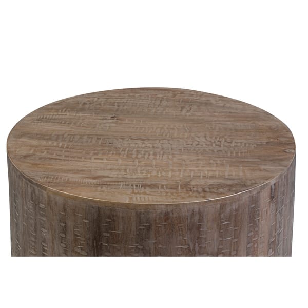 Drum Gray Wash Mango Wood Round Coffee Table Free Drum Gray Wash Mango Wood Round Coffee Table Free