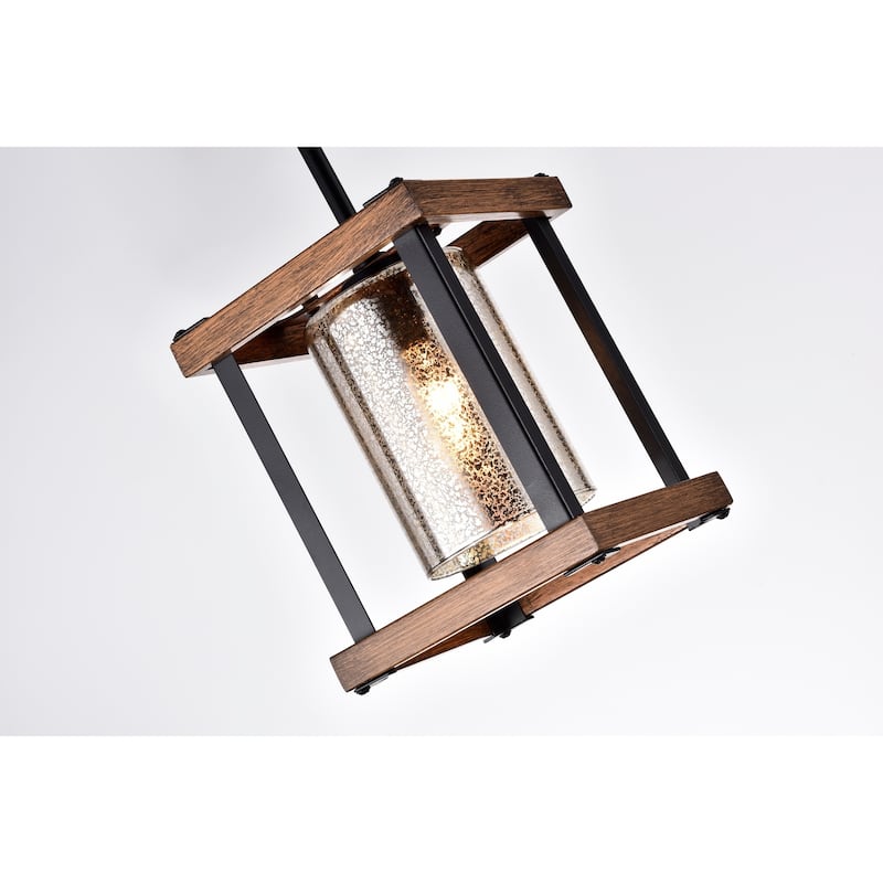 Asosi Imitation Wood Grain/Matte Black 1-light Pendant