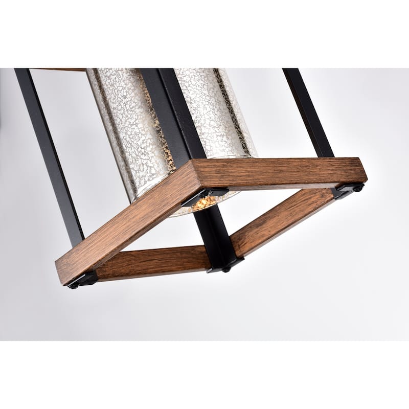 Asosi Imitation Wood Grain/Matte Black 1-light Pendant