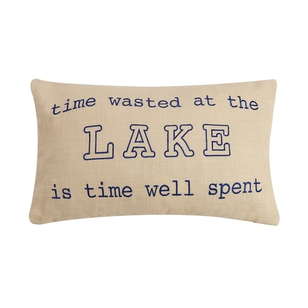 Lake is Time Well Spent Embroidered Pillow