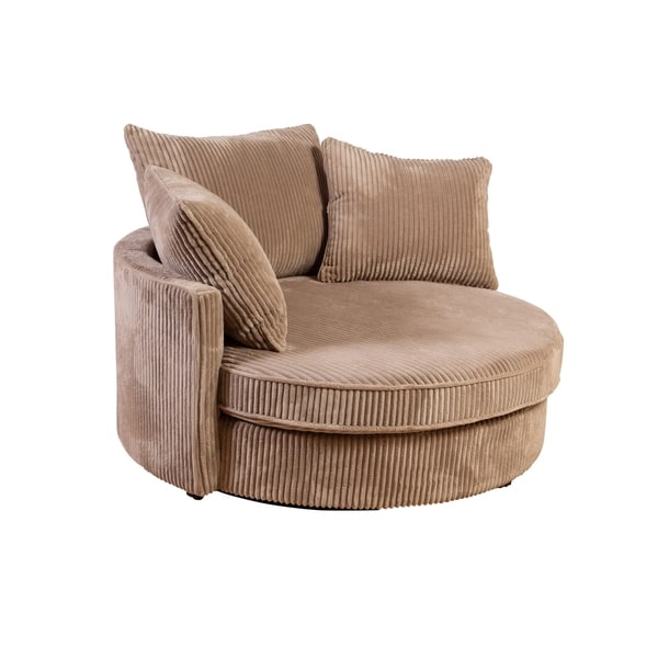 Shop Big Chill Cuddler Microfiber Swivel Chair Tan Ships To