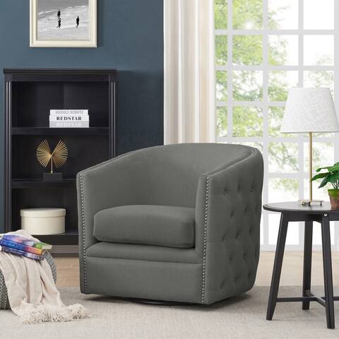 Copper Grove Cheston Button Tufted Velvet Swivel Chair