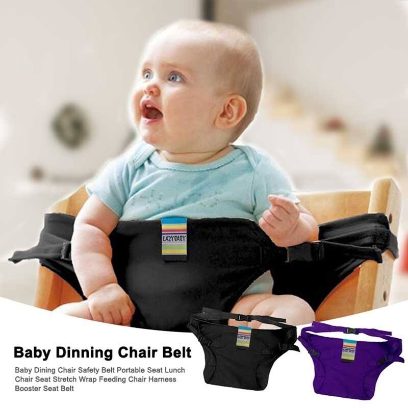 Baby Dining Chair Safety Belt Portable Seat Lunch Chair Seat Stretch Wrap Feeding Chair Harness Booster Seat Belt Black/Purple