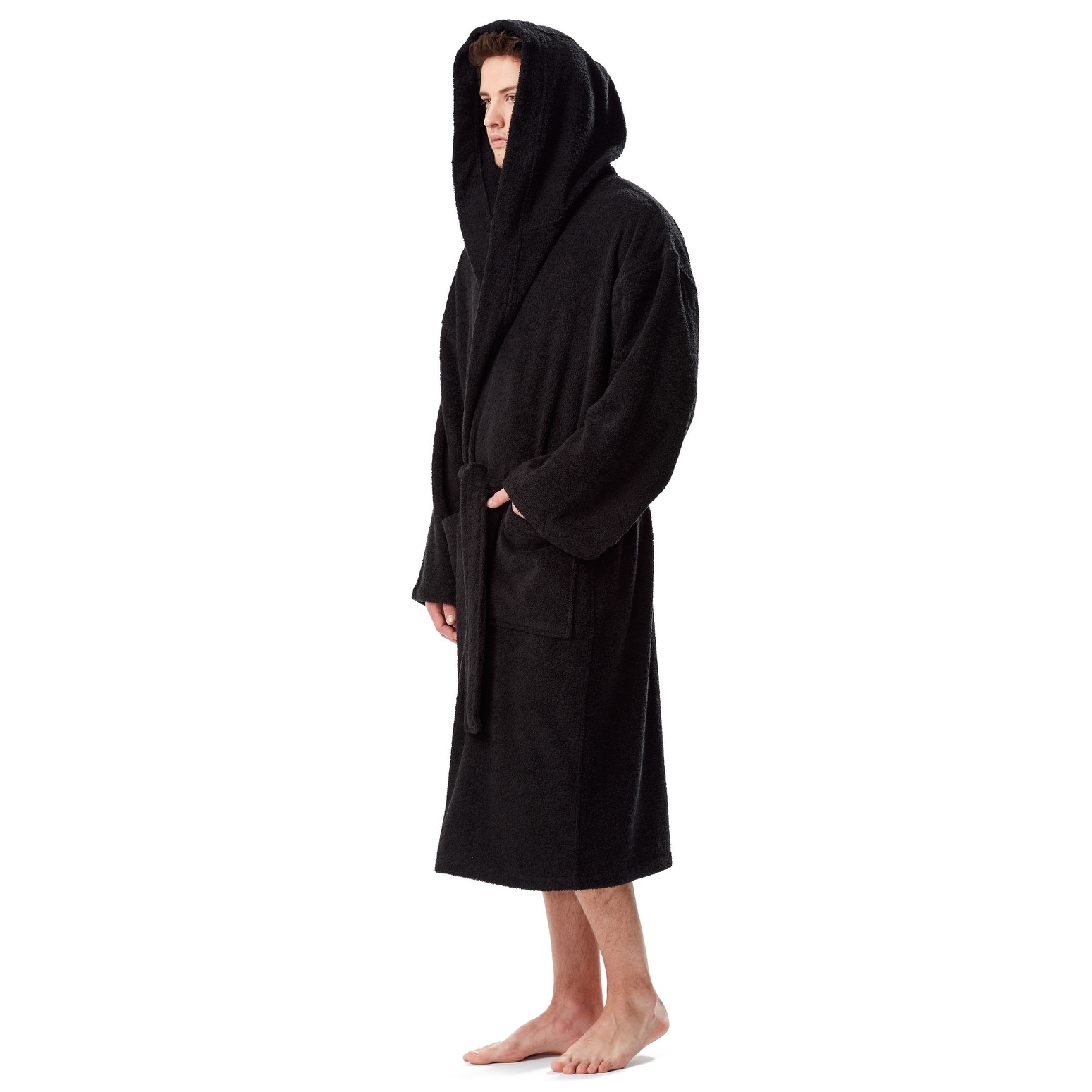 Men's Turkish Cotton Hooded Bathrobe - On Sale - Bed Bath & Beyond -  28280313