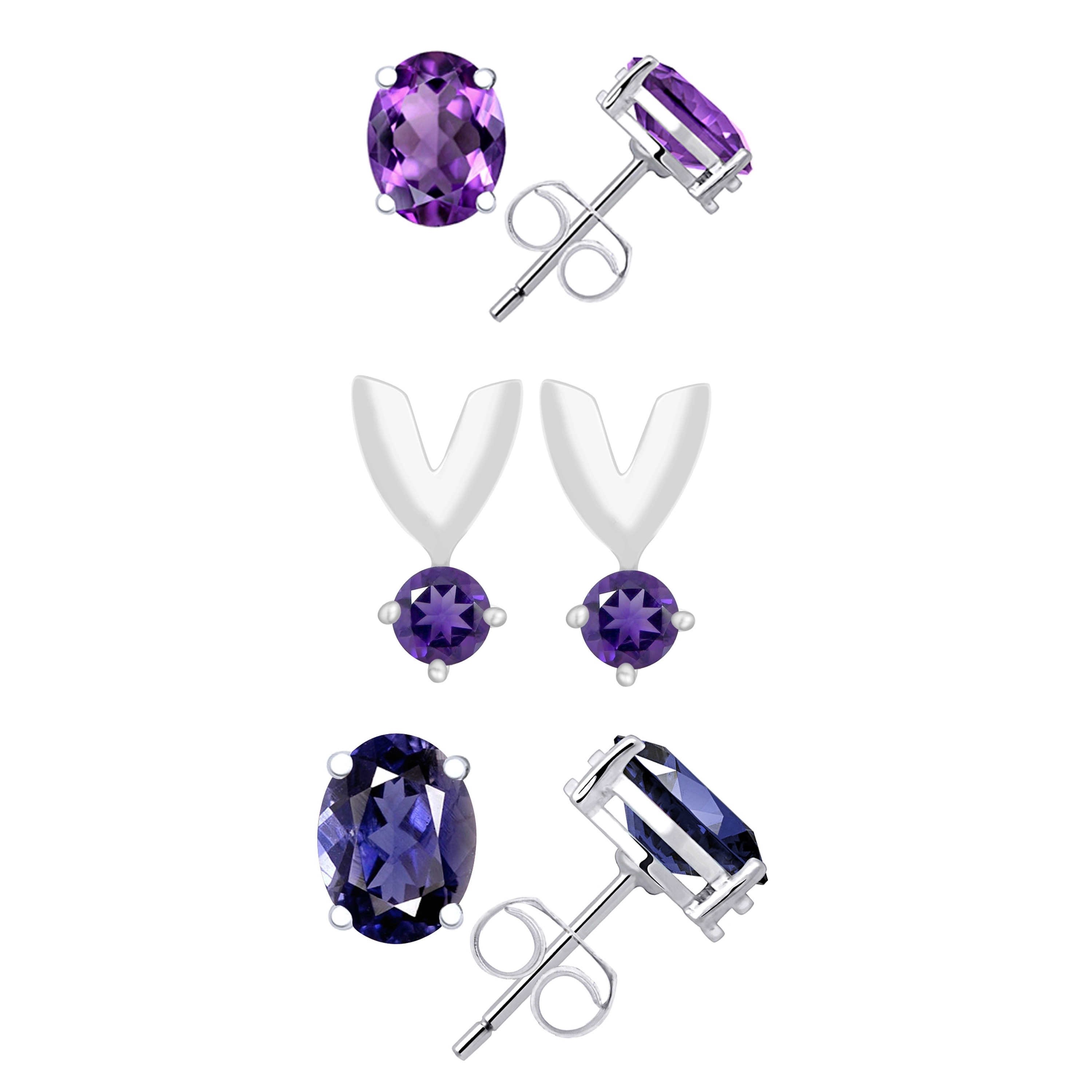 Jewelry Birthstone Earrings Sterling Silver Rhodium-plated 4mm Round Rhodolite Garnet Post Earrings